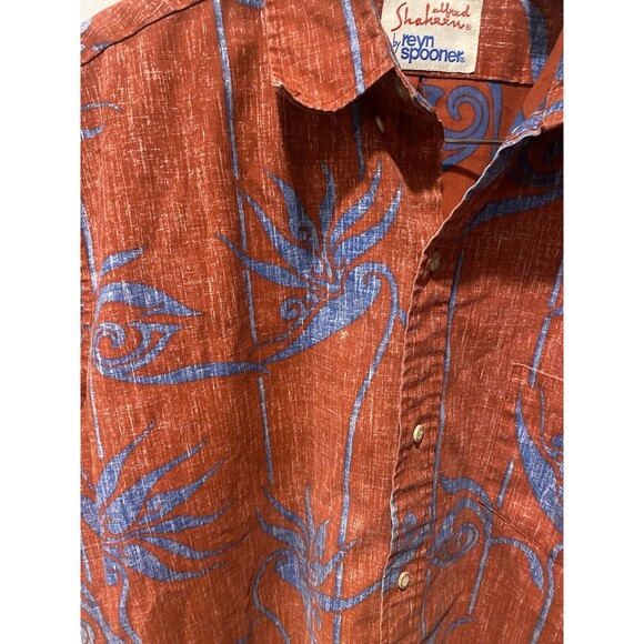 Reyn Spooner Orange and Blue Casual Button Down Shirt - Picture 4 of 6
